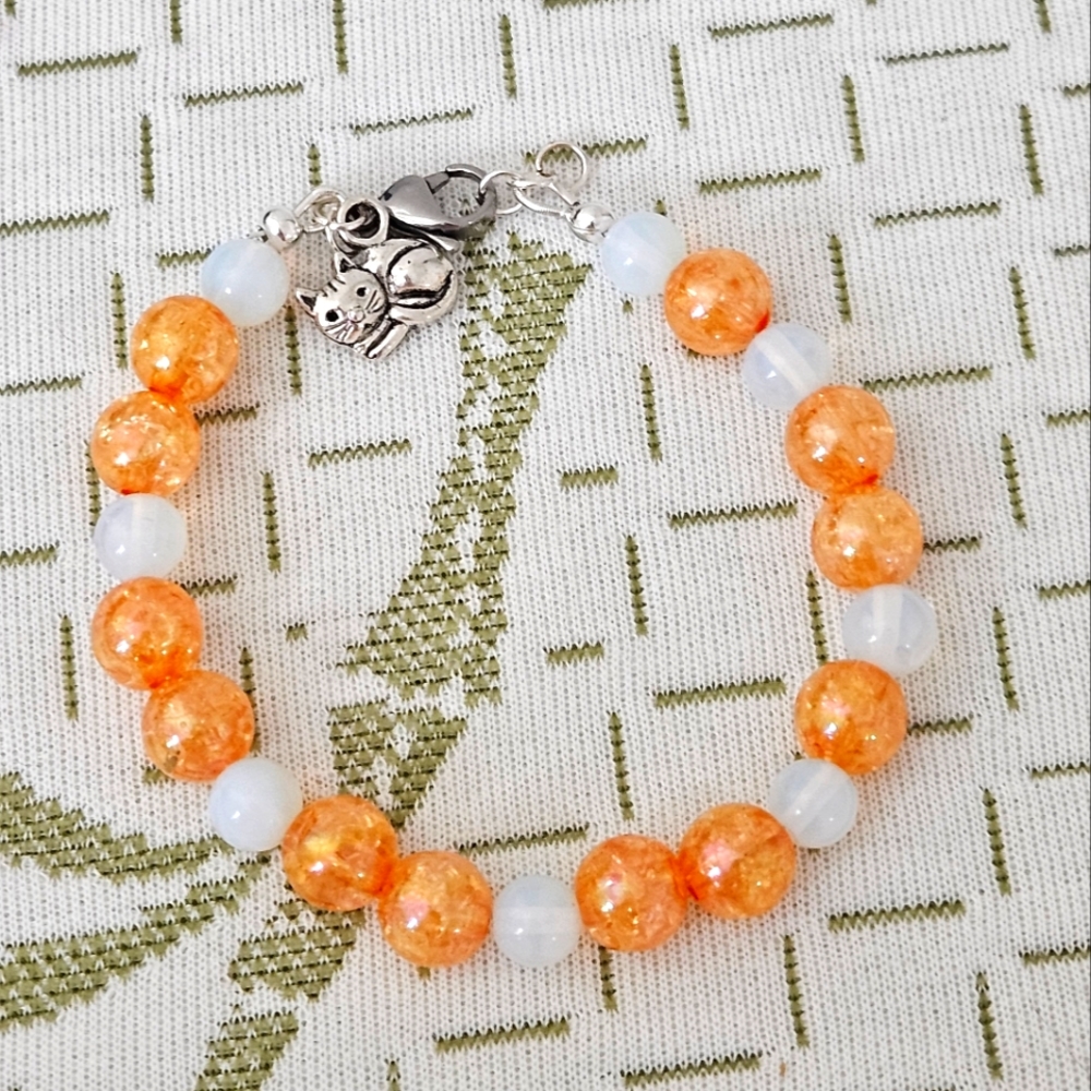 Tabby Cat Inspired Beaded Bracelet
